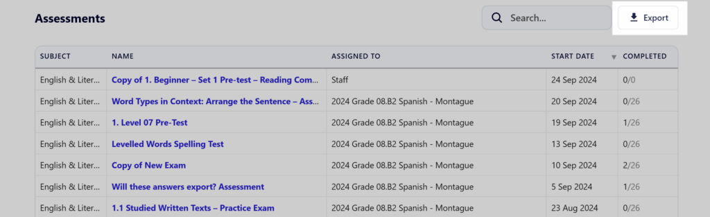 Export Assessments