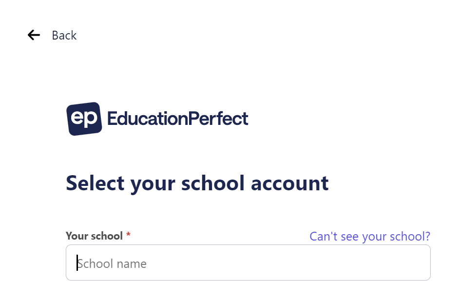 Type to select your school