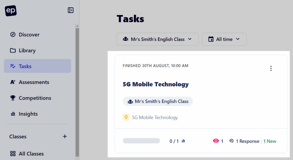 Select a Task in the Tasks tab