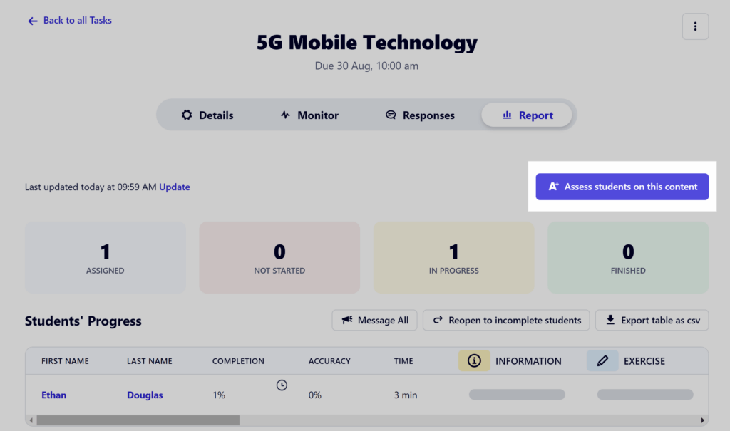 Assess students on this content