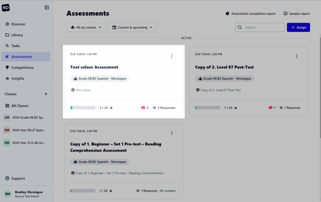 Select an assessment