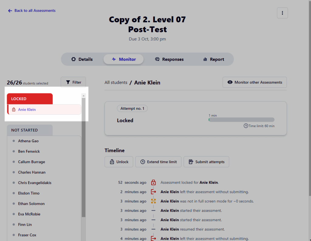 locked student attempt
