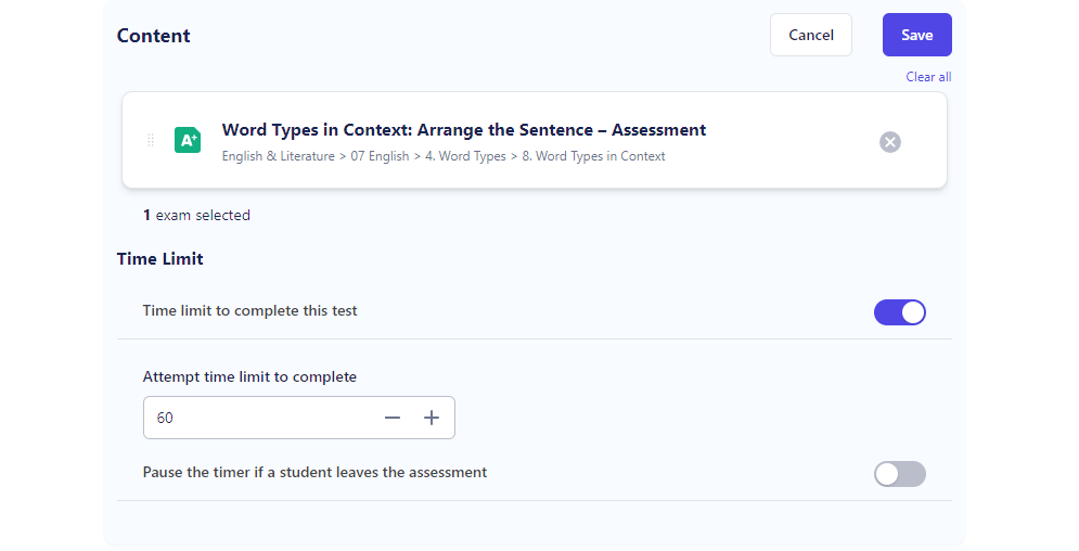 adding extra time to assessment