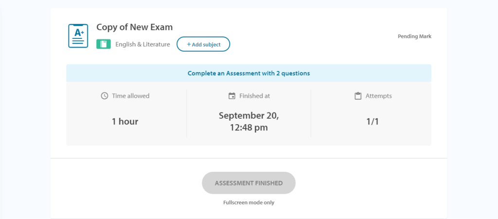 completed assessment