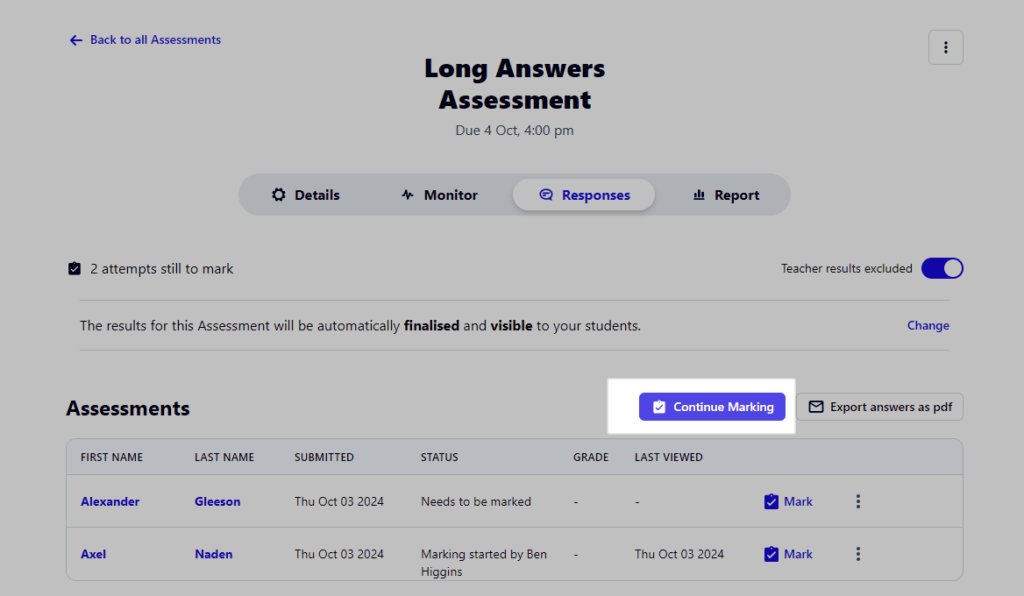 take over marking