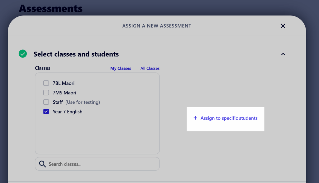 Assign quiz to specific students