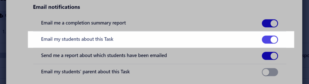 email my students about this task setting