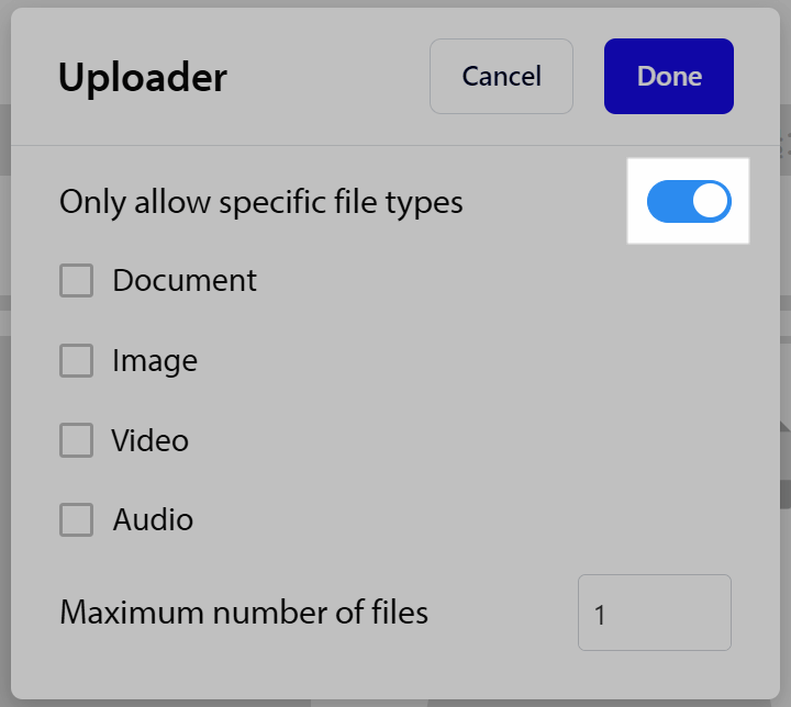 file uploader options