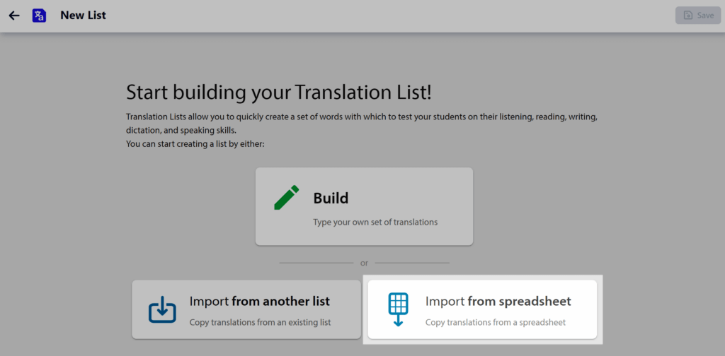 import from a spreadsheet