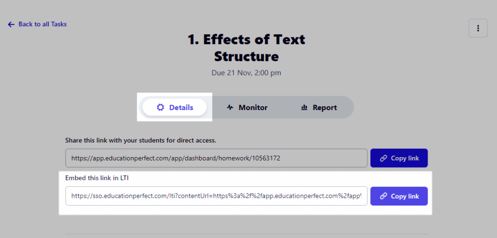 task link for LTI