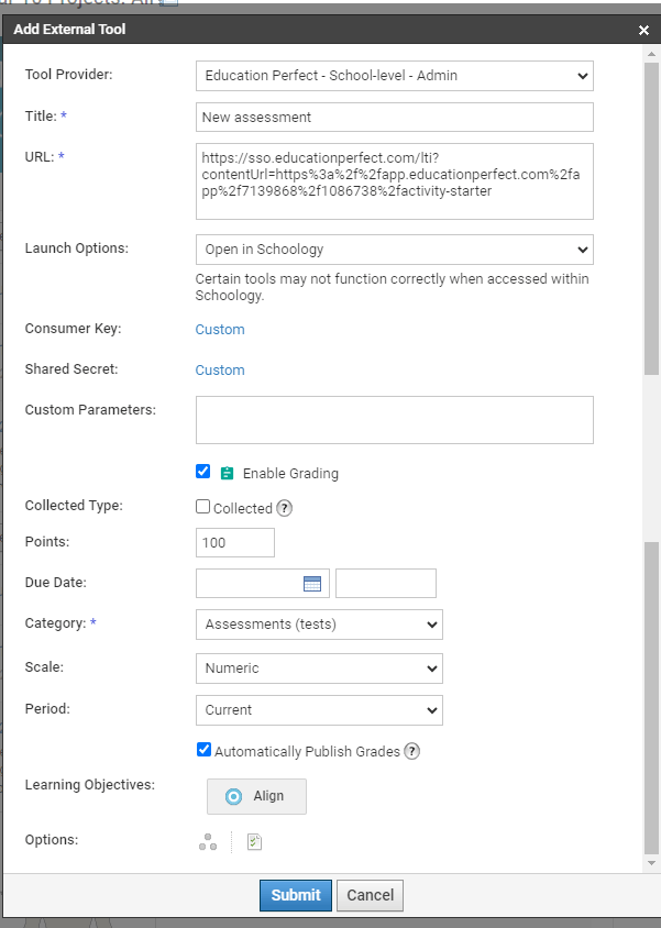 enable grading for embedded content in schoology